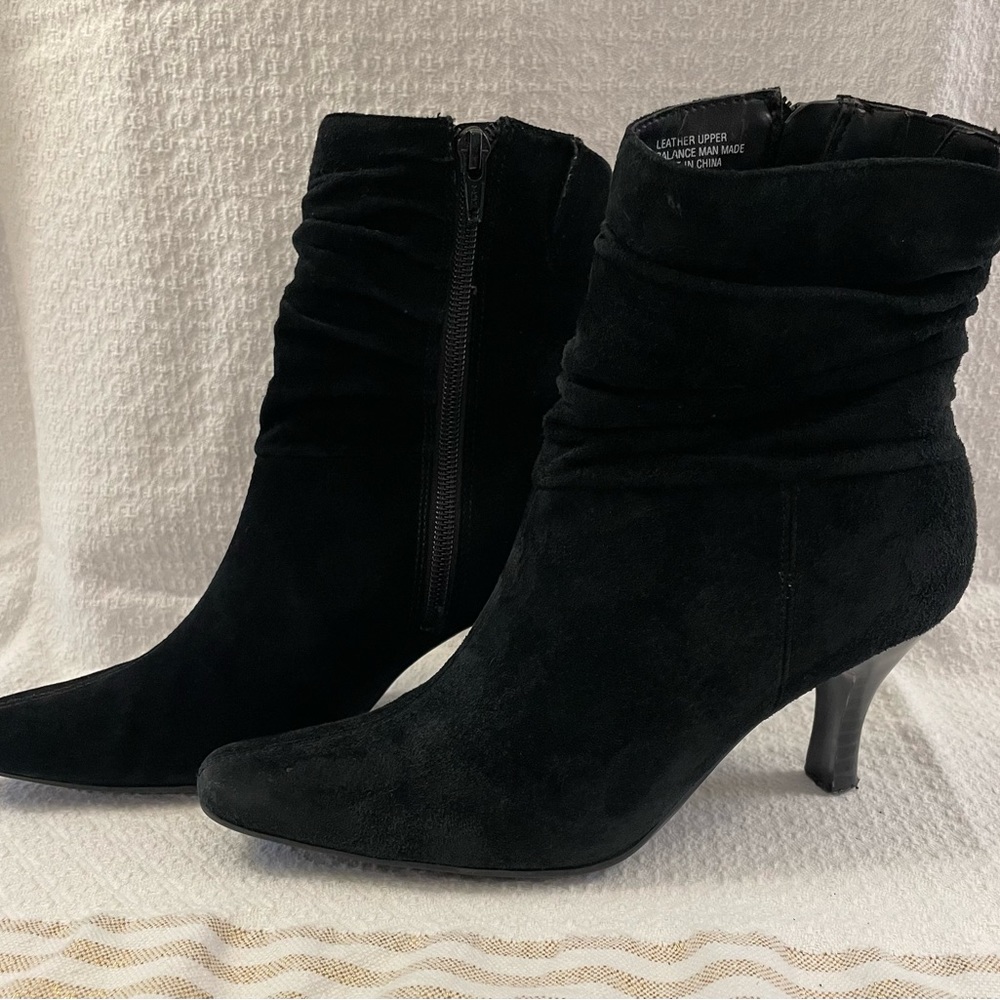 Ann Taylor Black Suede Ankle Booties